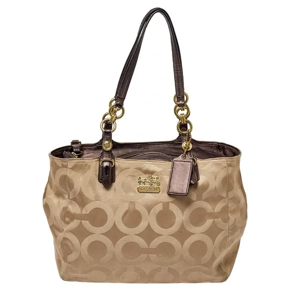 Coach Mia Op Art Beige Gold Shoulder Bag 15758 - Picture 1 of 16